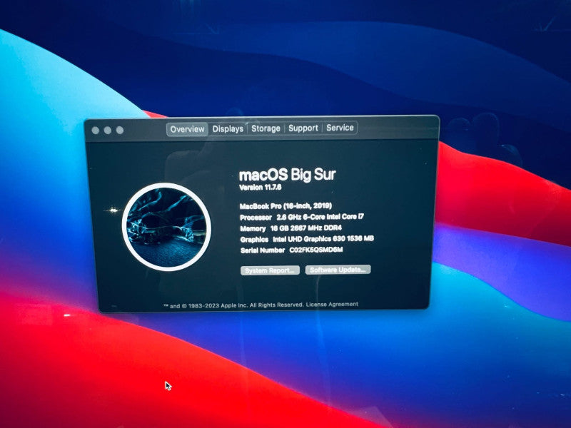 Macbook Pro 16-inch 2019 Intel i7-9750H 16GB RAM 500GB Storage