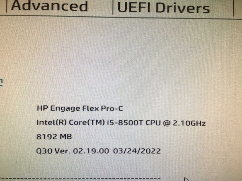 HP ENGAGE FLEX PRO-C POS System i5-8500T 2.10GHZ 8GB RAM DDR4 256GB SSD