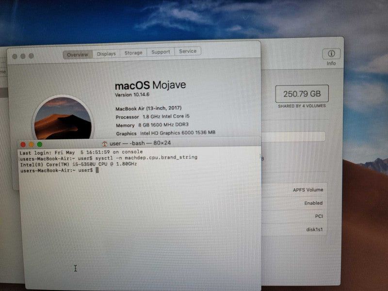 MacBook Air 2017 13\\" i5-5350U, 8GB DDR3, 250GB SSD Q