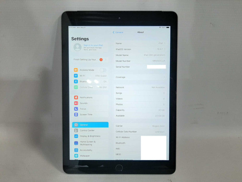 Apple iPad 6th GEN(A1954). 32GB Wi-Fi + Cellular Unlocked - Silver $