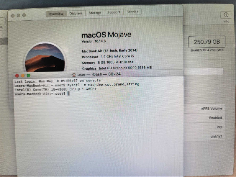 MacBook Air 2014 13\\" i5-4260U, 8GB DDR3, 250GB SSD