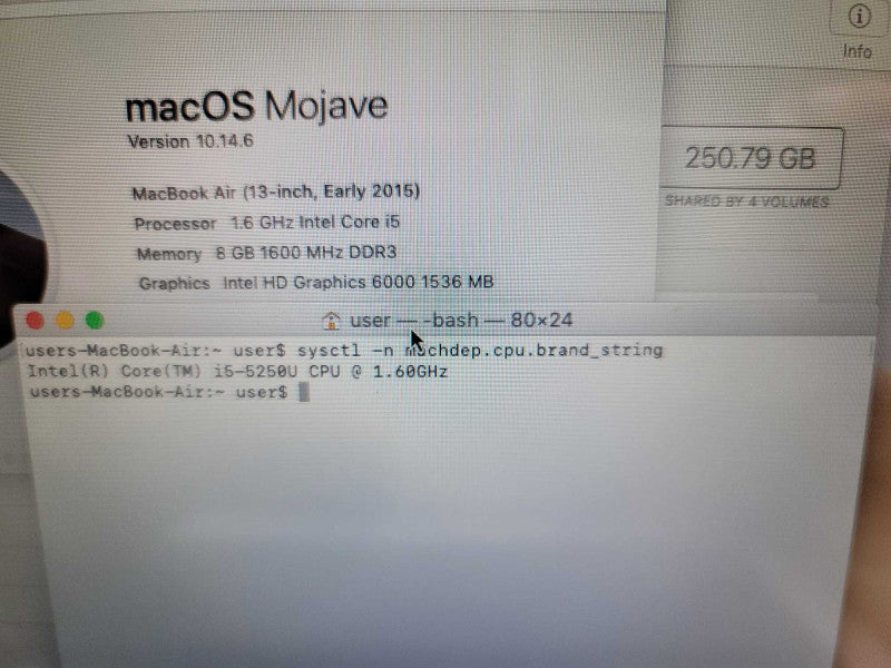 MacBook Air 2015 13\\" i5-5250U 8GB DDR3, 250GB SSD