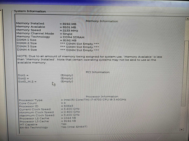 Dell OptiPlex 7040 SFF i7-6700 @ 3.40GHz 8GB DDR4 RAM