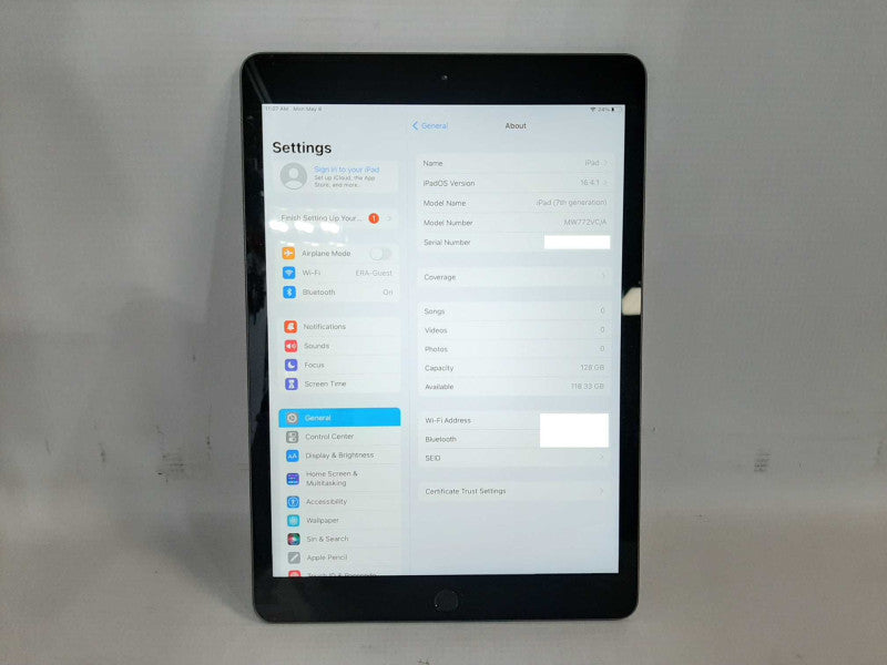 Apple iPad 7th GEN(A2197). 128GB Wi-Fi - Grey $