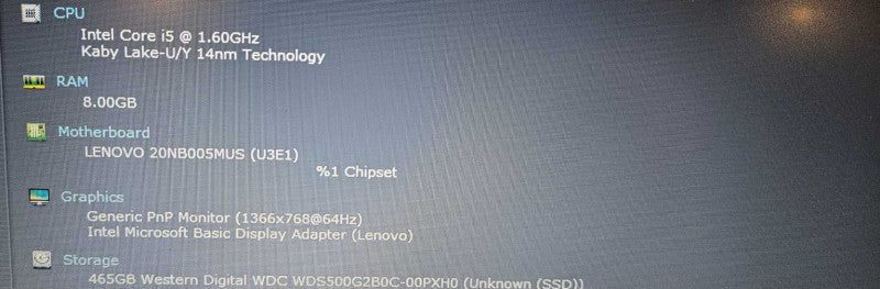 Lenovo ThinkPad E590 15.6" 1080p i5-8265U 8 GB RAM 512GB SSD