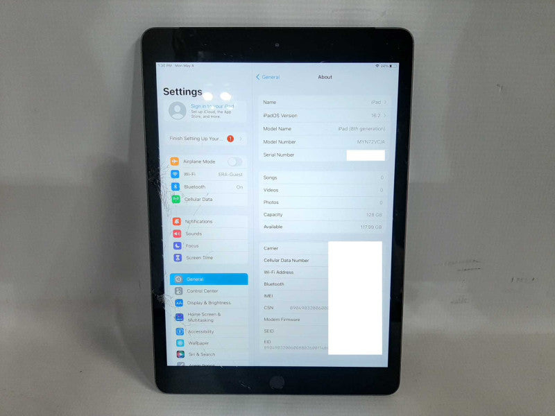 Apple iPad 5th GEN(A1822). 32GB Wi-Fi + Cellular Unlocked - Grey READ $