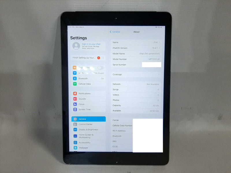 Apple iPad 5th GEN(A1822). 32GB Wi-Fi + Cellular Unlocked - Silver $