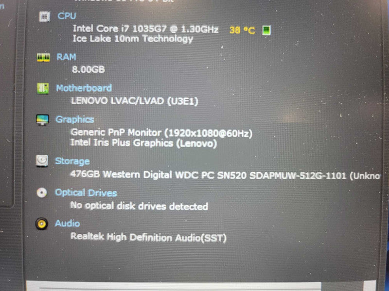 Lenovo ThinkBook i7-1035G7, 8GB DDR4, 500GB SSD