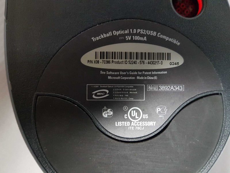 Microsoft X08-70386 Microsoft Trackball Optical 1.0 USB Mouse #