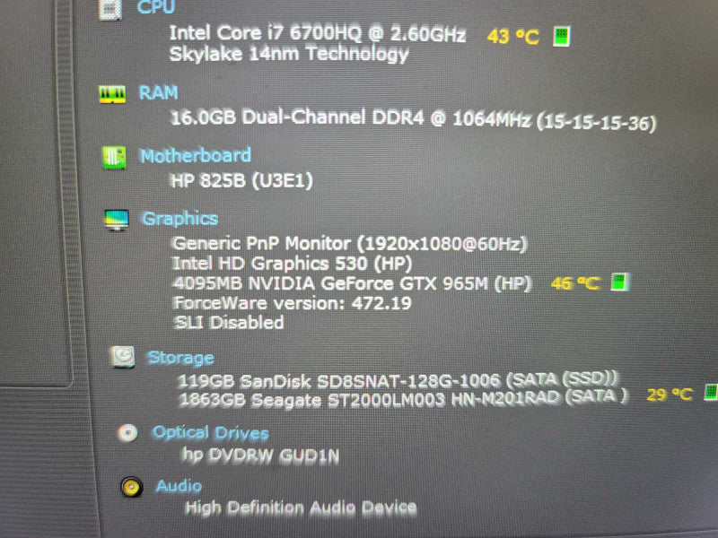 HP Omen 17\\" i7-6700HQ, 4GB GeForce GTX 965M 16GB DDR4,  128GB SSD + 2TB SSD