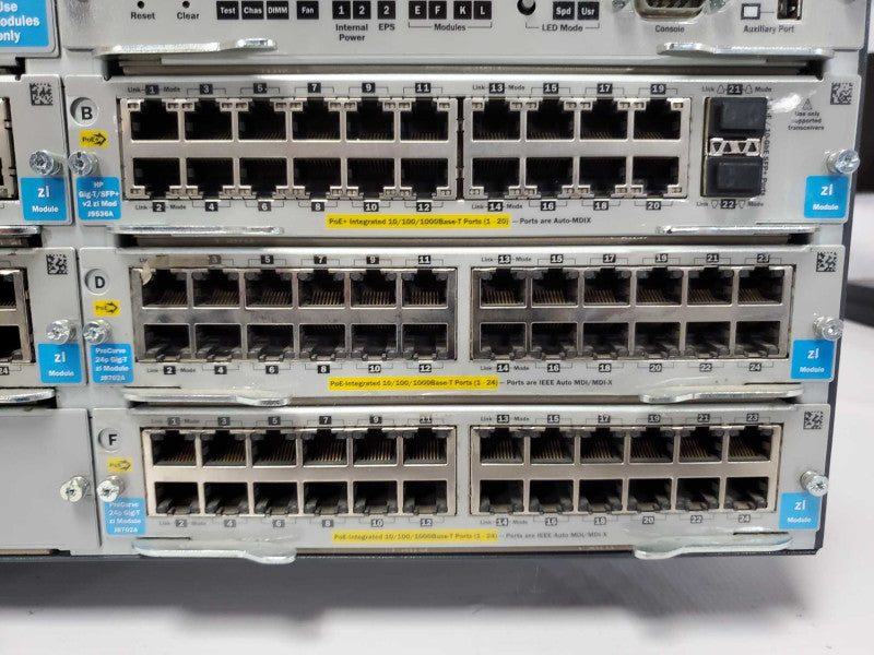 HP E5406 Switch J8697A w/ 1xJ9534A, 3x J8702A, 1xJ9536A, 2xPSU |
