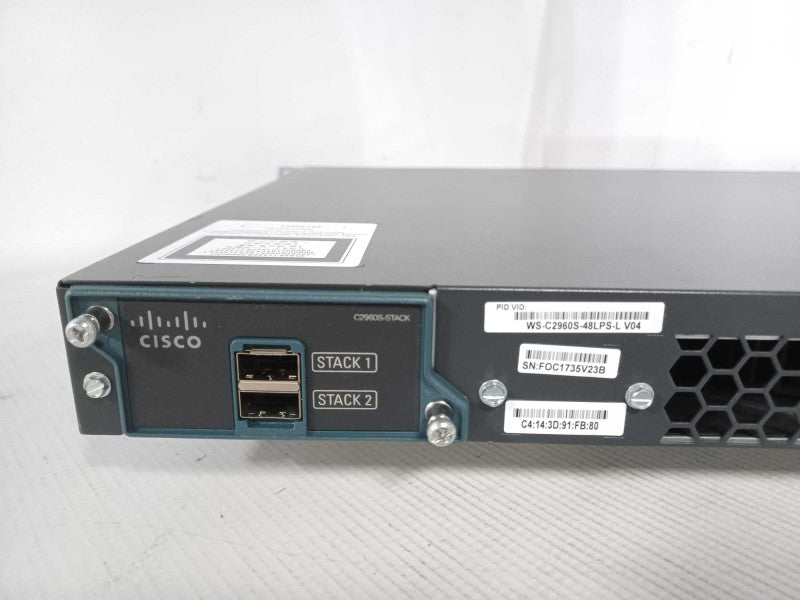 Cisco WS-C2960S-48LPS-L 48-Port Gigabit POE Managed Switch w/ C2960S-Stack Q_