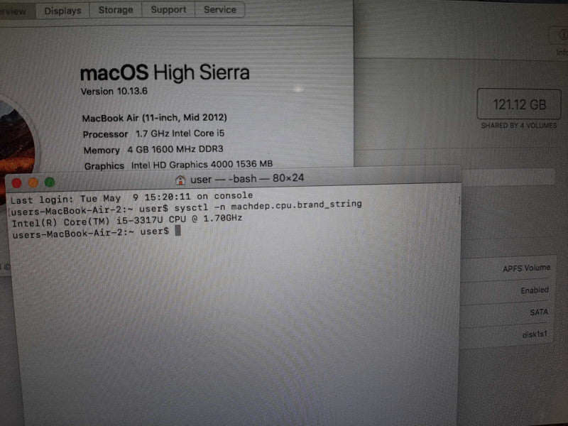 MacBook Air 11-inch Mid 2012 with Intel i5 CPU 4GB RAM & 128GB Storage