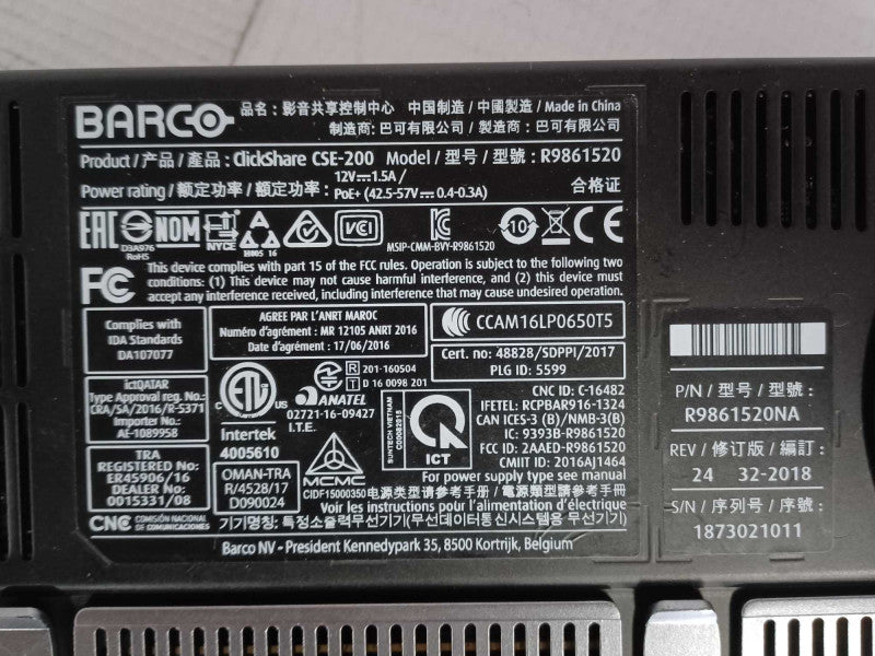 Barco ClickShare CSE-200 Wireless Presentation System R9861520 w/ 2x Buttons Q_