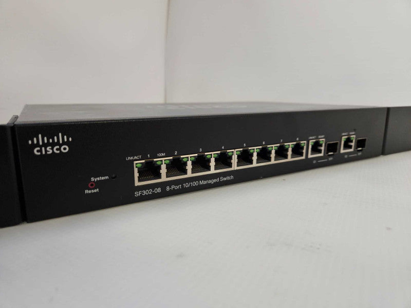 Cisco SF302-08 8-Port 10/100 Managed Switch With Rack Mount Ears Q)