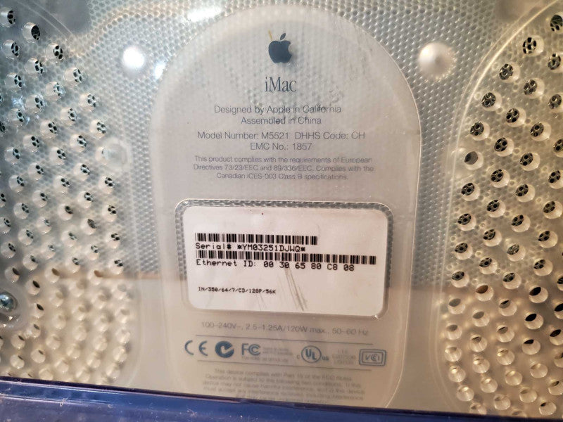 Apple G3 iMac Blueberry PowerPC M5521 Vintage AIO w/ Apple Mouse & Keyboard (