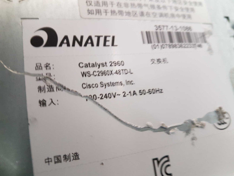 Cisco Catalyst 2960-X Series WS-C2960X-48TD-L - RESET READ #