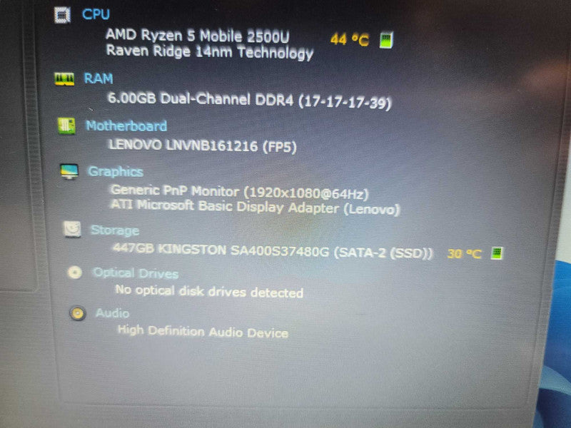 Lenovo V330 15\\" AMD Ryzen 5 2500u, 6GB DDR4, 480GB SSD **Read