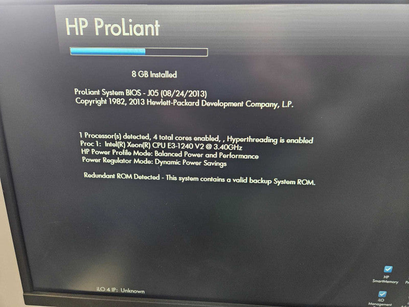 HP ProLiant DL320e 1x Xeon E3-1240 V2 @ 3.40GHz 8GB RAM B120i RAID )