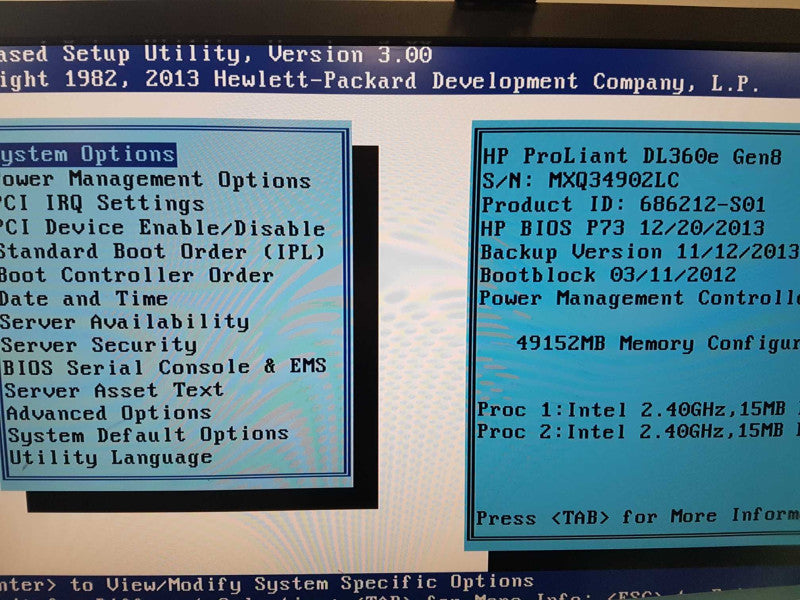 HP Proliant DL360e gen8 2x Xeon E5-2440 @ 2.40ghz / 48gb ram / B320i Raid #