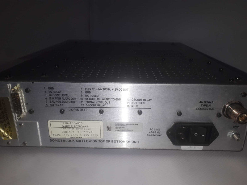 marti  rpu receiver on 455.4125 & 455.4875 mHz