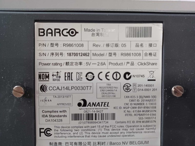 Barco ClickShare R9861008 Wireless Presentation System w/ Antennas _