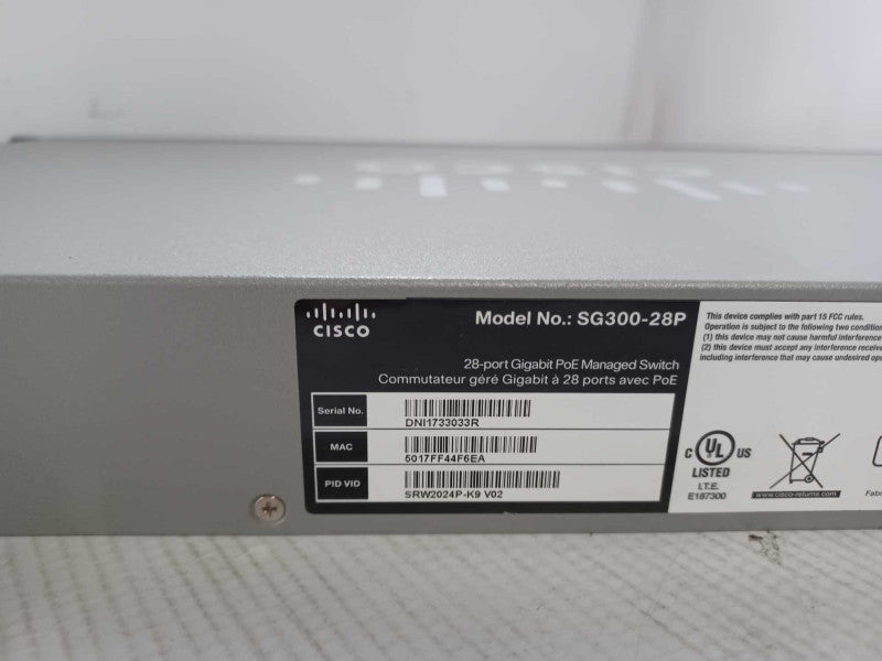 Cisco SG300-28P 28-Port Gigabit PoE Managed Switch SRW2024P-K9 _
