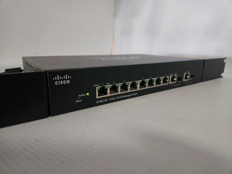 Cisco SF302-08 8-Port 10/100  Managed Switch + Rack Mount Ears )