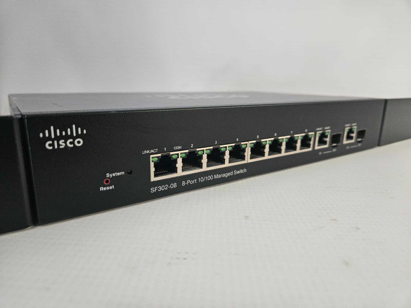 Cisco SF302-08 8-Port 10/100  Managed Switch + Rack Mount Ears )