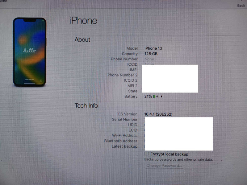 Apple iPhone 13 128GB - Midnight, Read AS-IS _