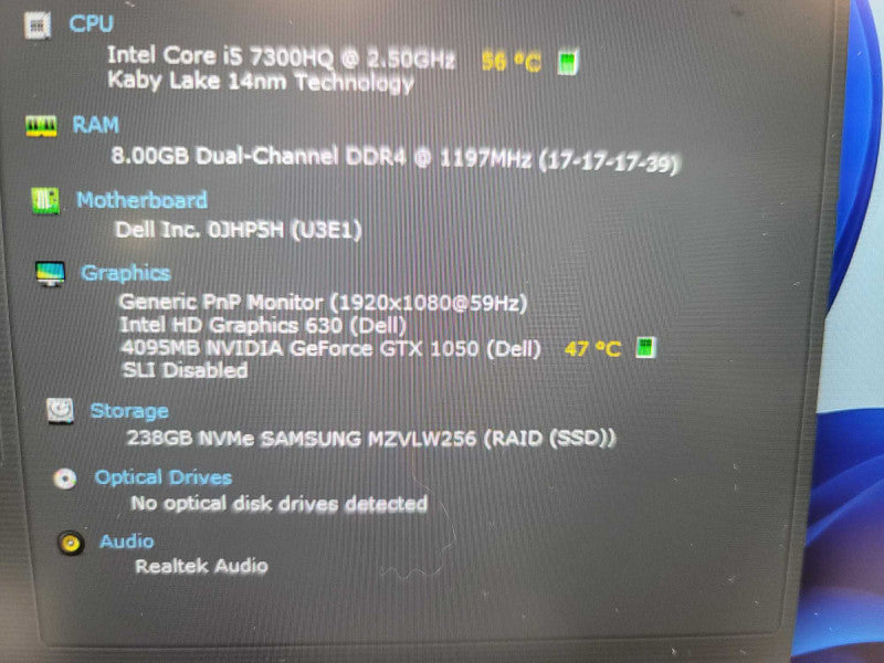 Dell XPS 9560 15\\" i5-7300HQ, 4GB GeForce GTX 1050, 8GB DDR4