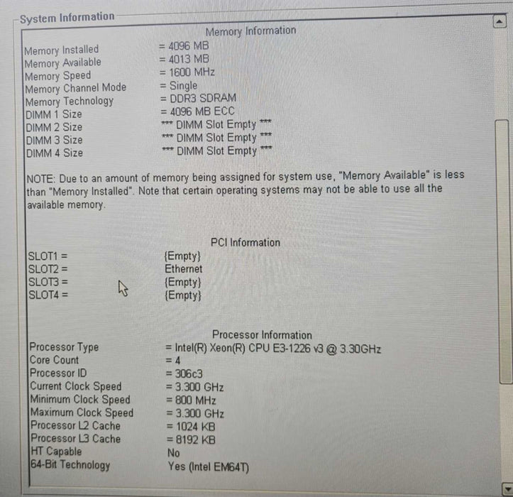 Dell Precision T1700 Workstation 1 x Xeon E3-1226 v3 @ 3.30GHz 4GB Ram  )