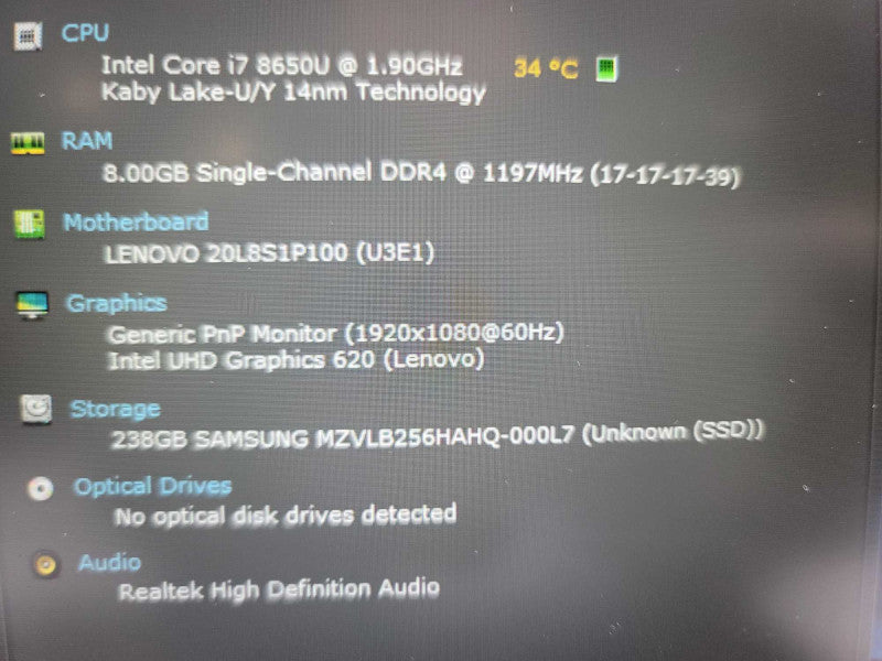 Lenovo ThinkPad T480S i7-8650, 8GB DDR4, 256GB SSD