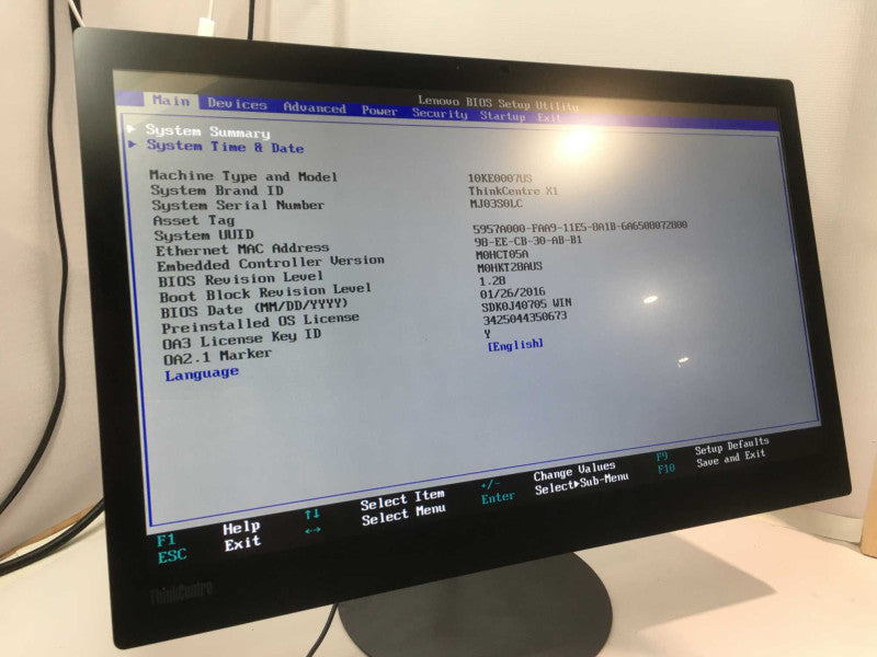 Lenovo Thinkcentre X1 23.8\\" AIO i5-6200U 2.3GHz,8GB,256GB SSD No OS,BLUETOOTH