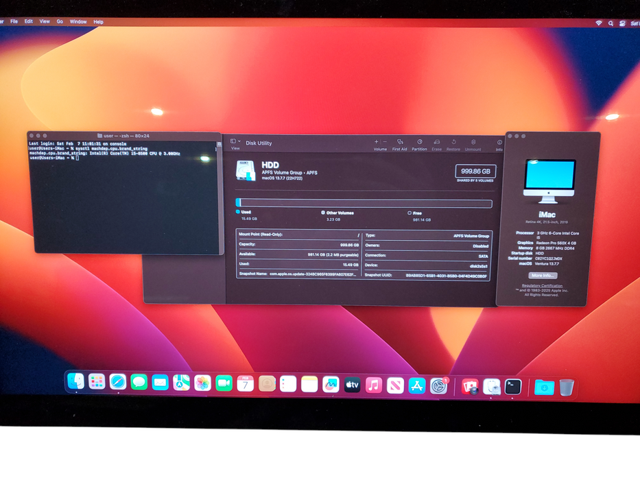 Apple iMac 4K 2019, i5-8500@3.00GHz, 8GB DDR4, 1TB