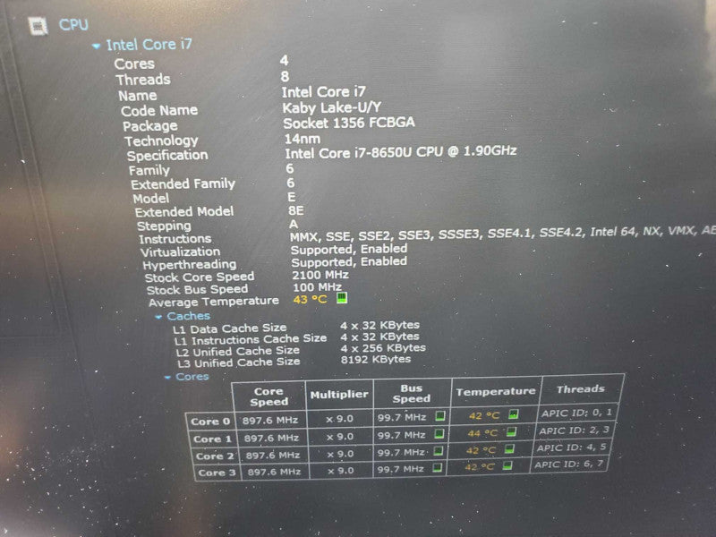 Lenovo ThinkPad T480s Core i7-8650U @ 1.9GHz 8GB DDR4 250GB SSD Q(
