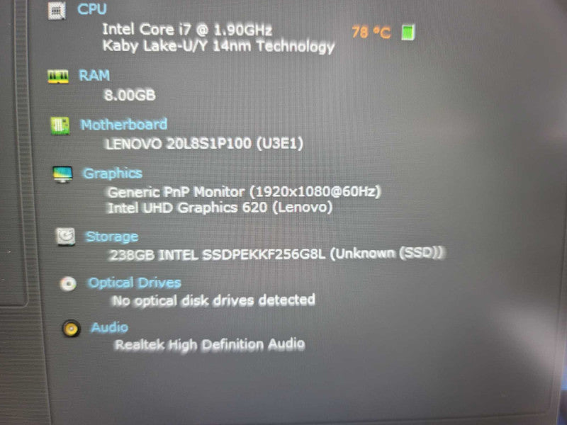 Lenovo T480S 13\\" i7-8650U, 8GB DDR4, 256GB SSD