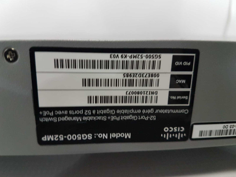 Cisco SG500-52MP 52x port gigabit PoE+ Stackable Managed Switch - Reset #