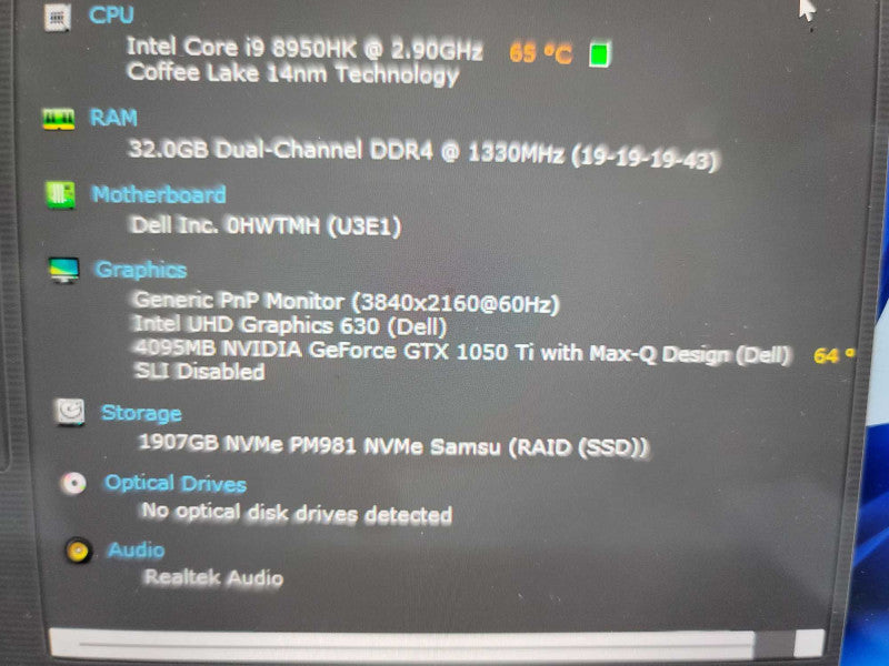 Dell XPS 9570 15\\" i9-8950HK, 32GB DDR4, GeForce GTX 1050, 2TB SSD