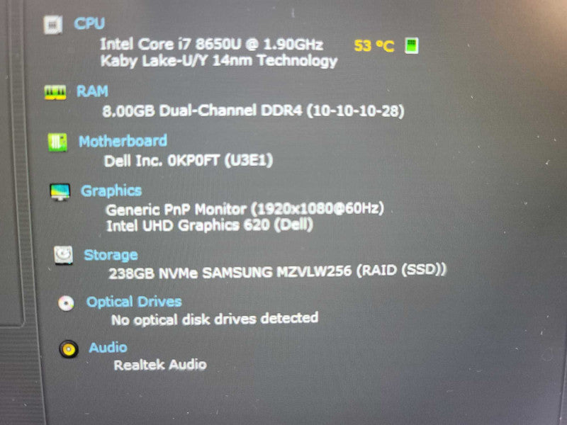 Dell Latitude 7490 I7-8650U @ 1.9 GHz, 8GB DDR4, 256GB SSD