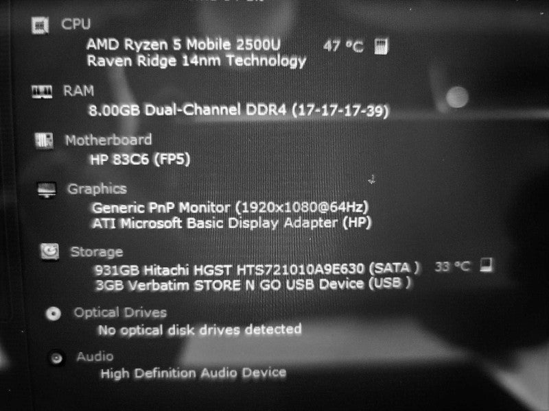 HP Spectre AMD Ryzen 5 2500U, 8GB DDR4, 1TB SSD **NO BATTERY