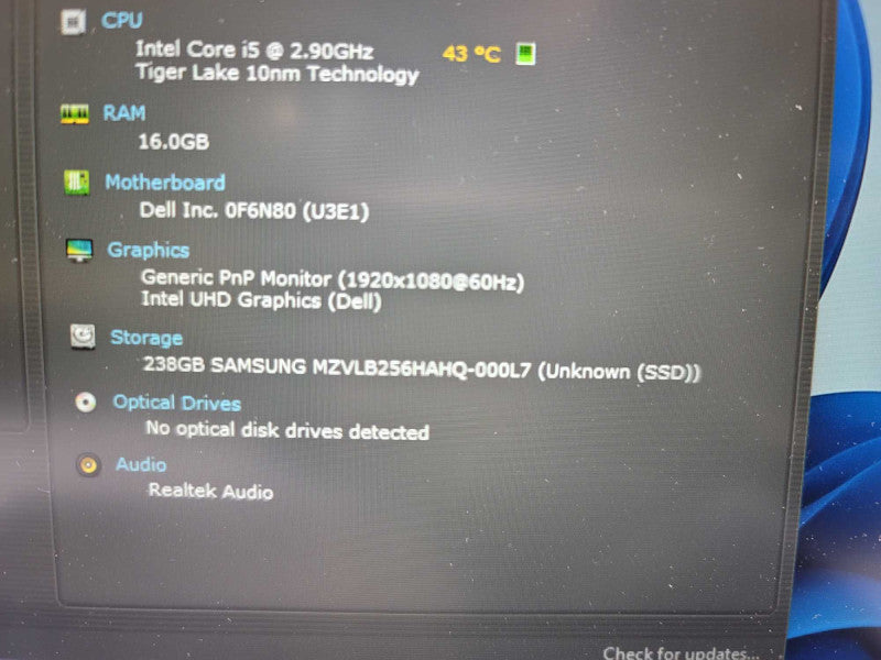 Dell Latitude 5521 i5-1135G7, 16GB DDR4, 256GB SSD **NO AC