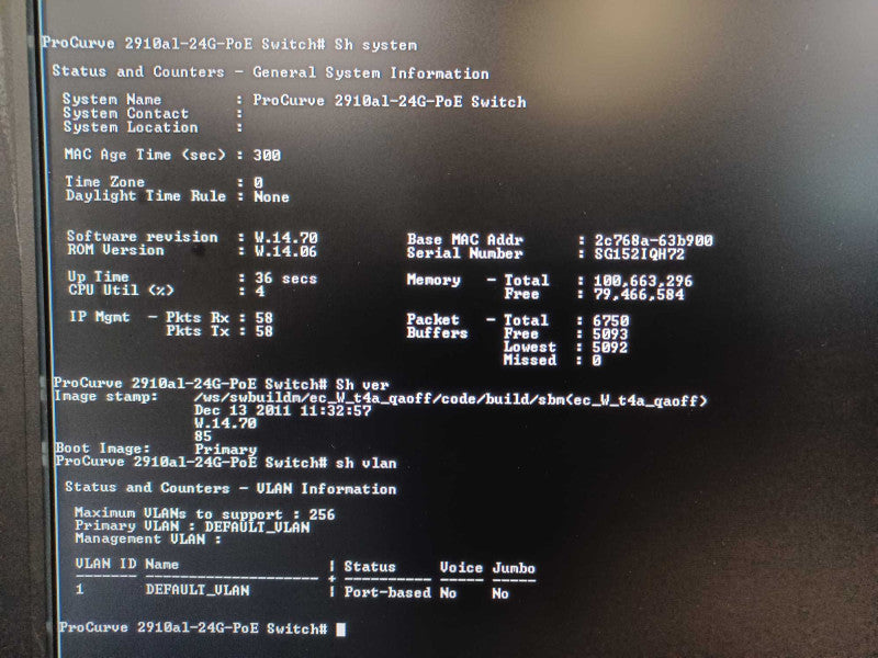 HP ProCurve 2910al-24G-PoE+ J9146A Gigabit PoE+ Switch w/ Bracket  _