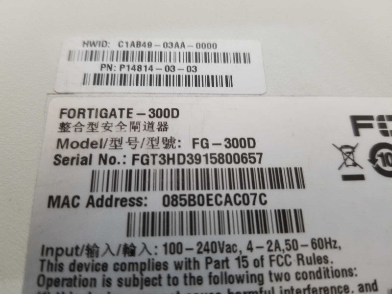 Fortinet Fortigate 300D Firewall Gateway Network Security Appliance  #