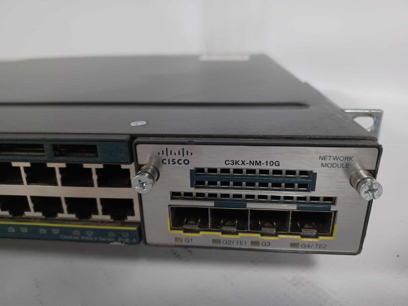 Cisco WS-C3560X-48PF-L 48 Port PoE+ Gig w/ C3KX-NM-10G, 1x C3KX-PWR-1100WAC SEE _