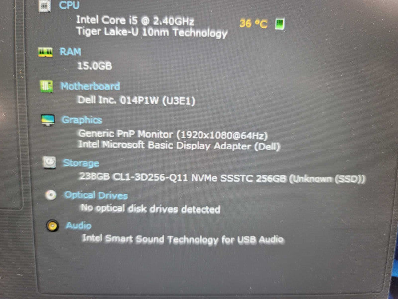 Dell Latitude 5420 i5-1135G7, 16GB DDR4, 256GB SSD **NO AC ADAPTER Q