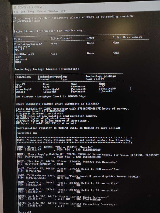 CISCO ISR4351-K9 GIGABIT Integrated Service Router 1x PSU, NO Clock issue _