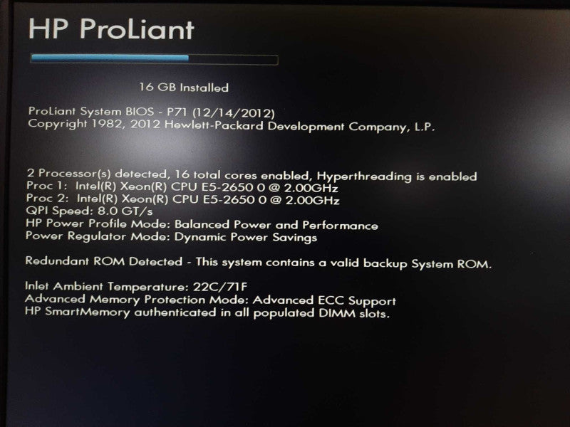 HP Proliant DL360p Gen8 2x E5-2650 @ 2.0GHz 16GB ECC DDR3 P420i No HDD 2.5\\" $