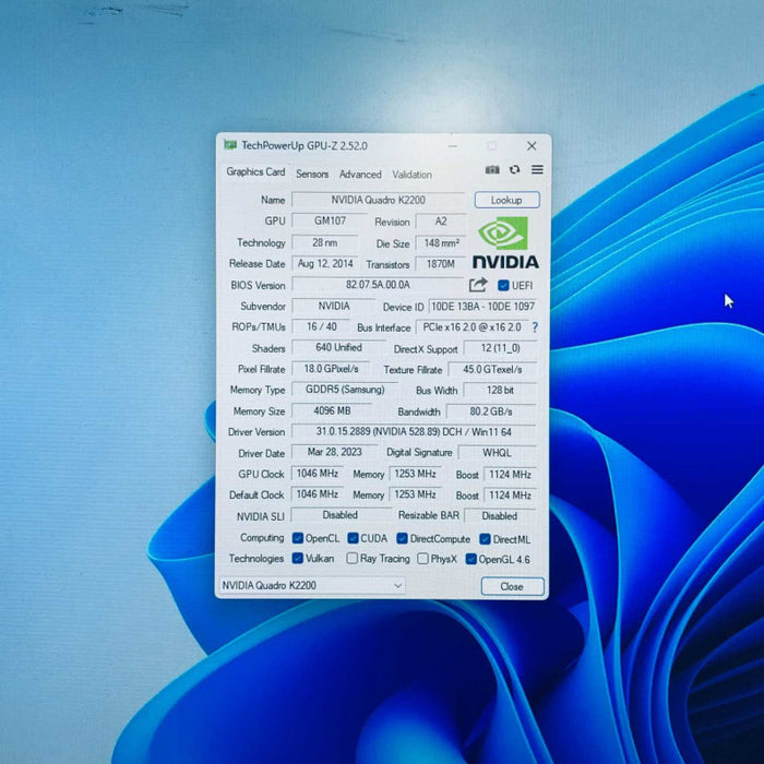 NVIDIA Quadro K2200 GDDR5 4GB Graphics Card