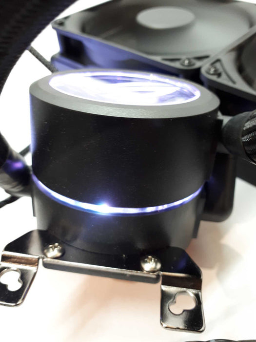 Gaming desktop cooling system with two fans. &
